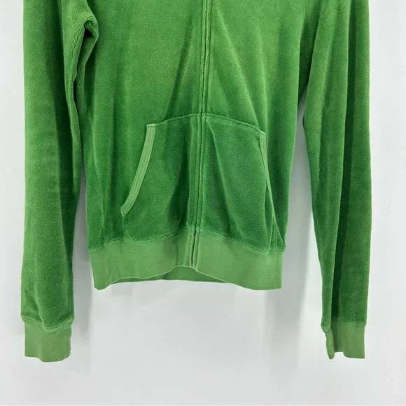 Juicy Couture Terry Cloth Full Zip Hoodie Women's M Green Y2K Jacket Vintage - Picture 3 of 11
